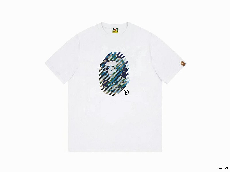 A Bape camouflage-style white T-shirt