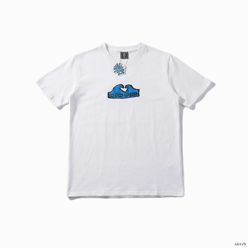 ADWYSD Wave Print Short-Sleeve White T-shirt