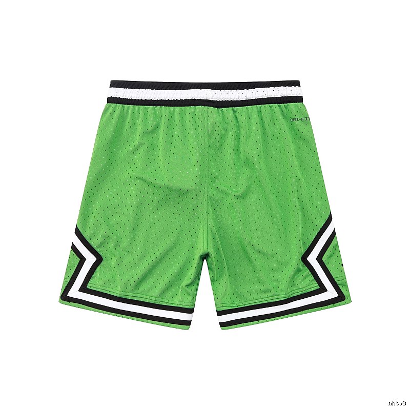 AJ basketball-style green shorts