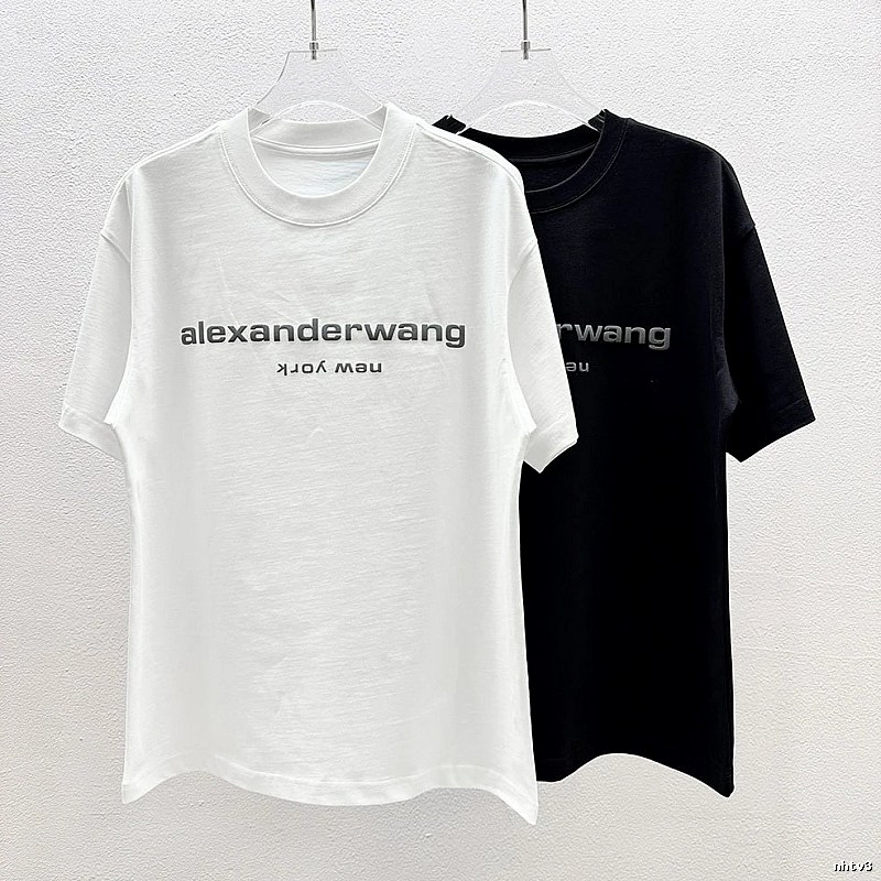 Alexander Wang Letter Print Casual Black and White Short Sleeve T-Shirt