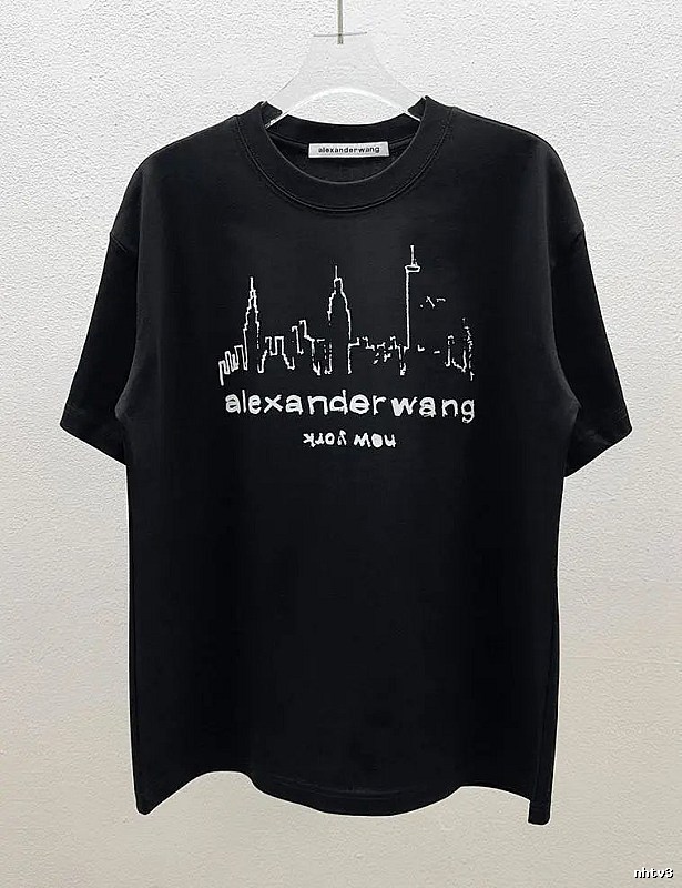 Alexander Wang Trendy & Cool Skyline Print Black T-Shirt