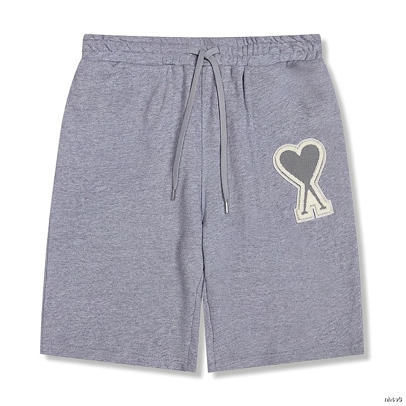 AMI Love Heart Pattern Light Gray Shorts