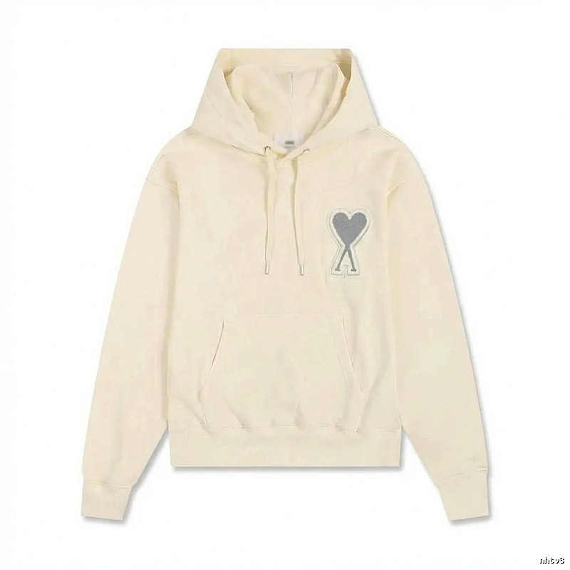 AMI Love Minimalist Style Beige Hoodie
