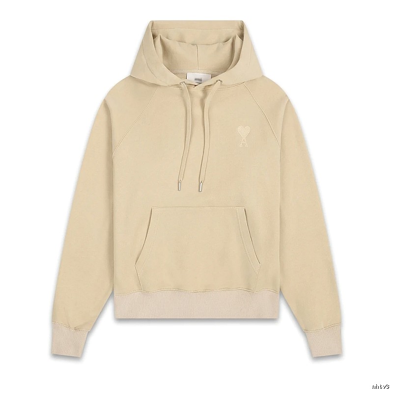 AMI Love Minimalist Style Beige Hoodie
