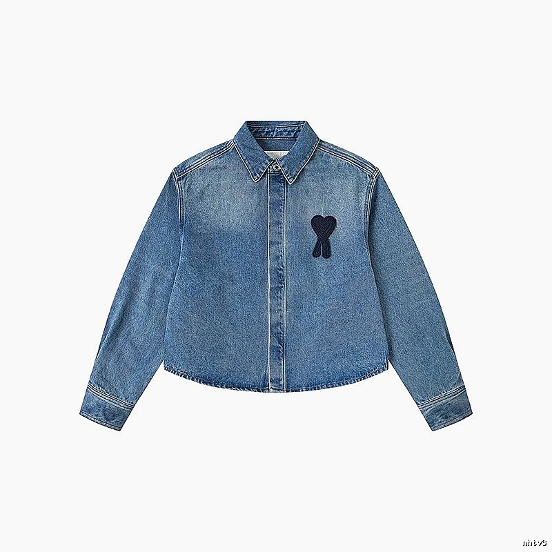 AMI Love Style Denim Blue Shirt