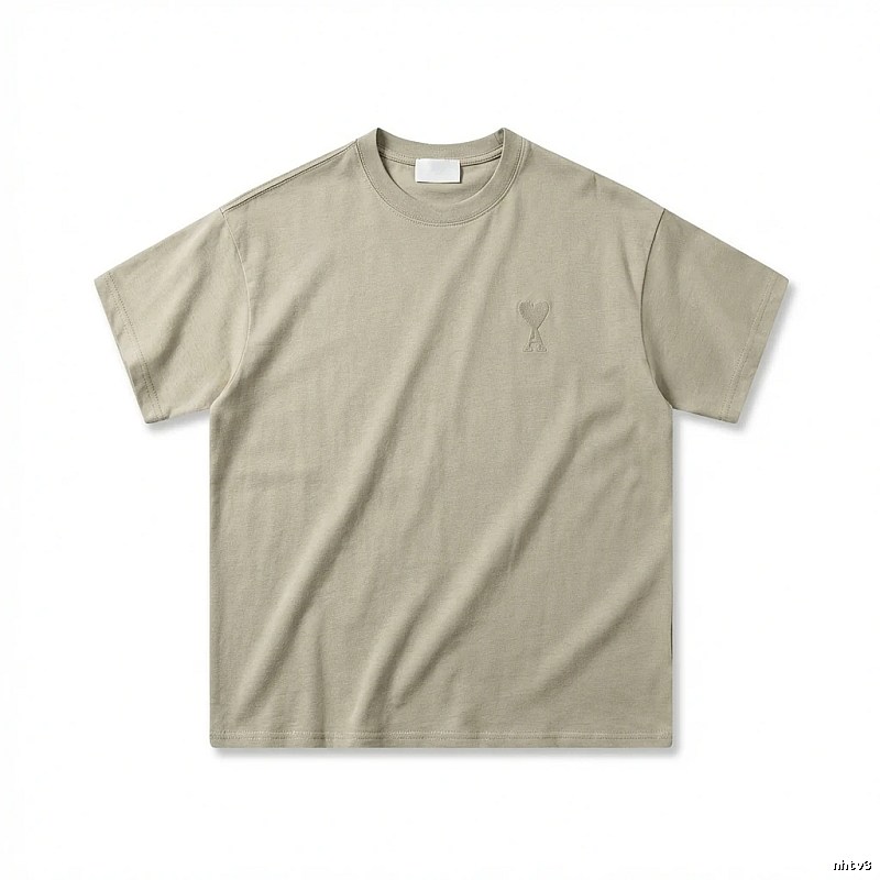 AMI minimalist style khaki T-shirt