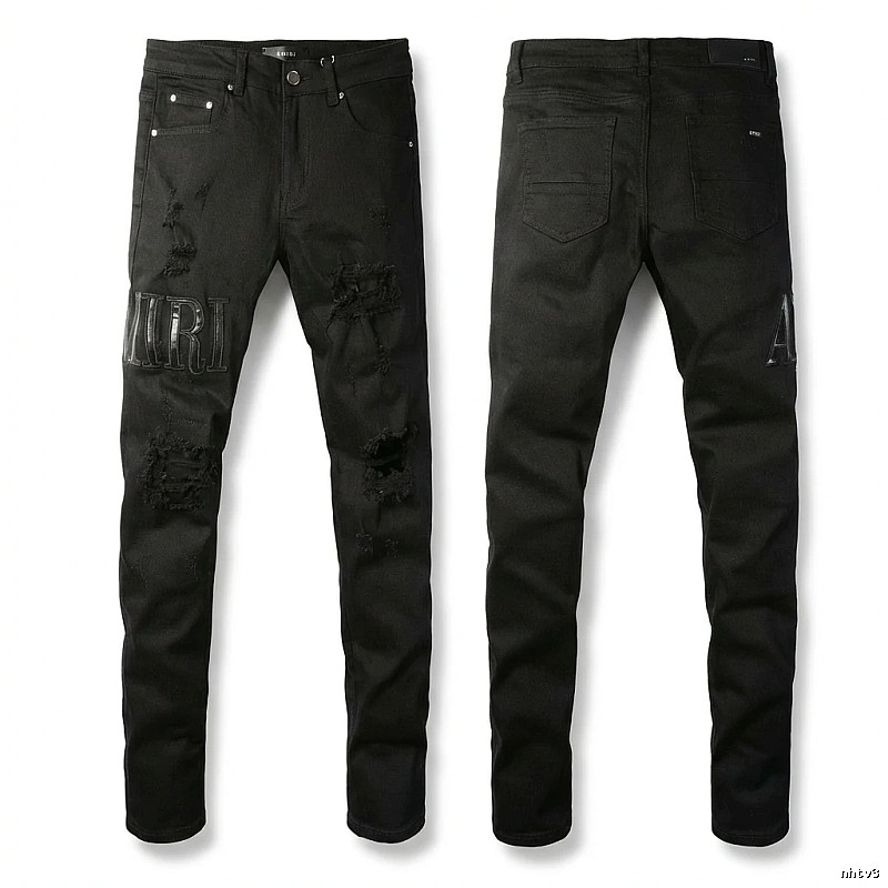 AMI Ripped Trendy Cool Black Jeans