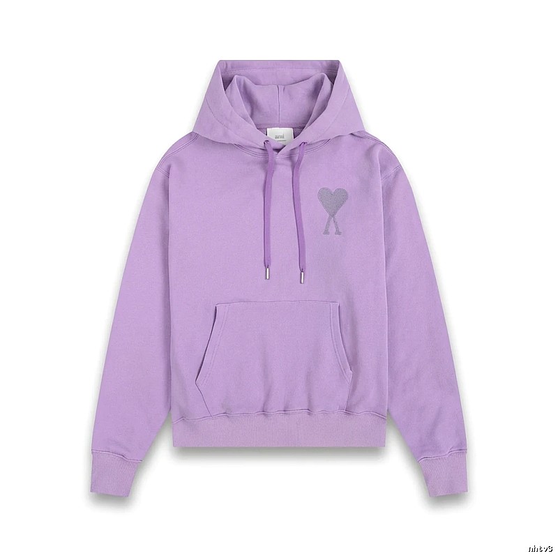 AMI series minimalist style purple hoodie