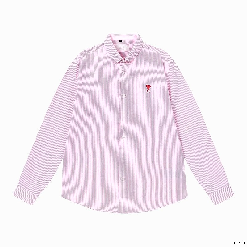 AMI Stripe Minimalist Style Pink Shirt