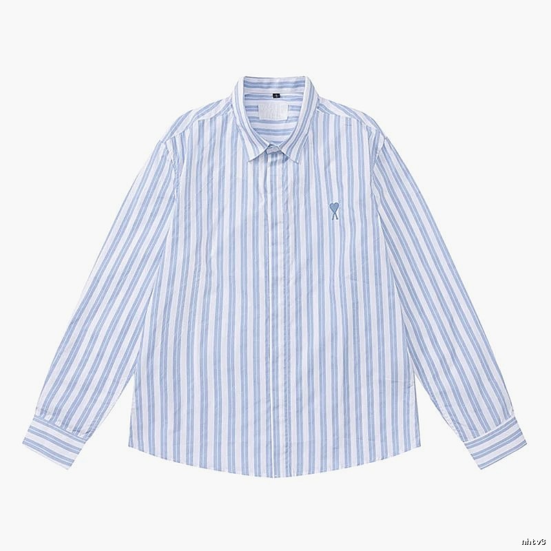 AMI Stripe Simple Blue Shirt