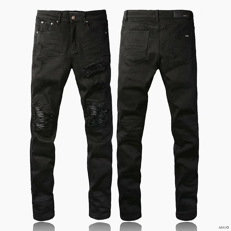 AMI Trendy Black Pants with Holes