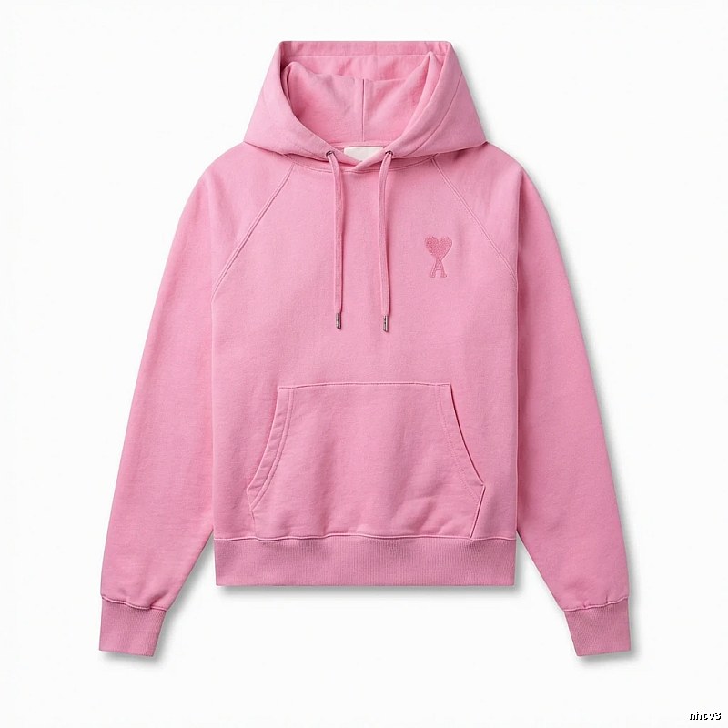 AMI trendy brand simple style pink hoodie