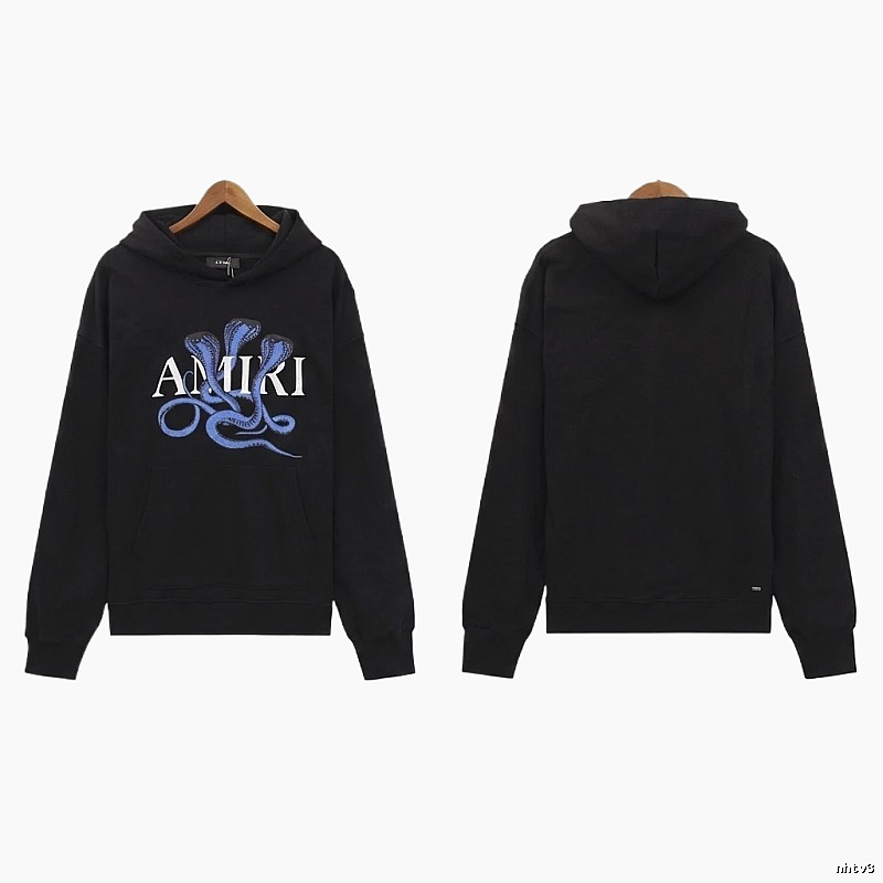 AMIRI Black Hoodie with Snake Print