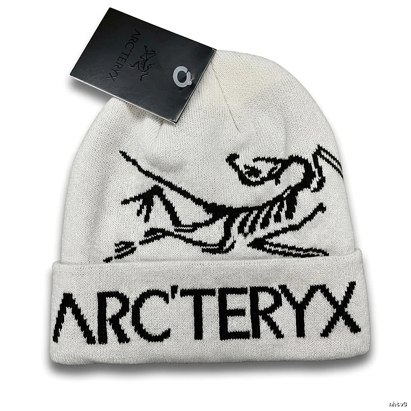 Arc'teryx minimalist-style white knitted hat
