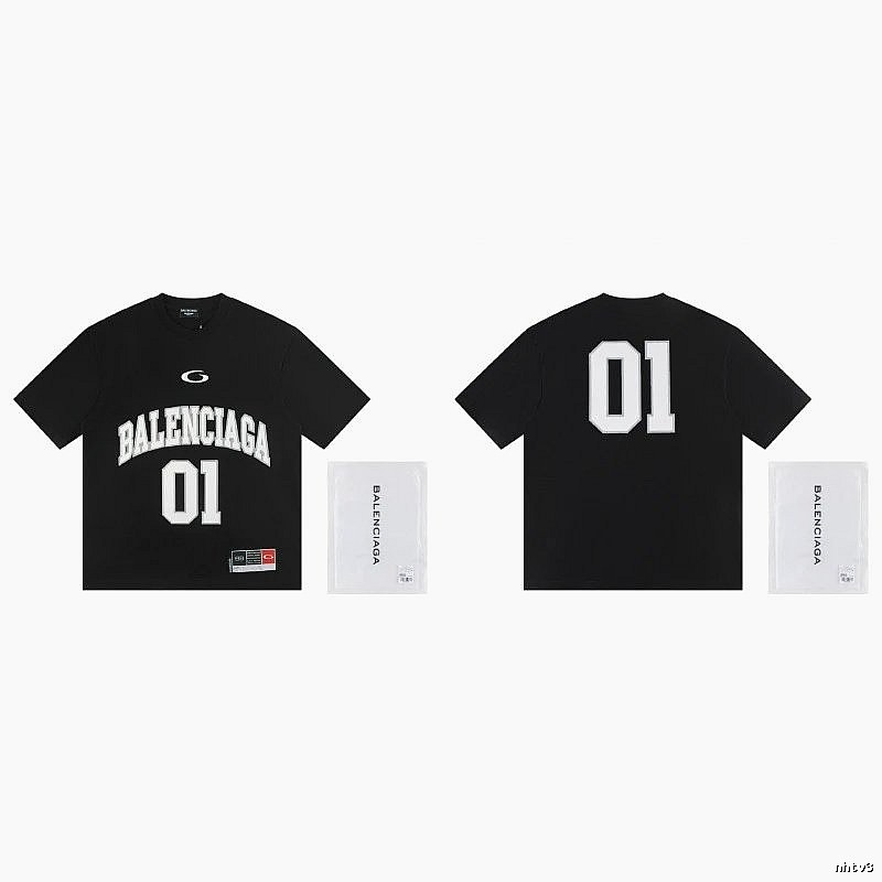Balenciaga 01 Printed Street Style Black T-shirt