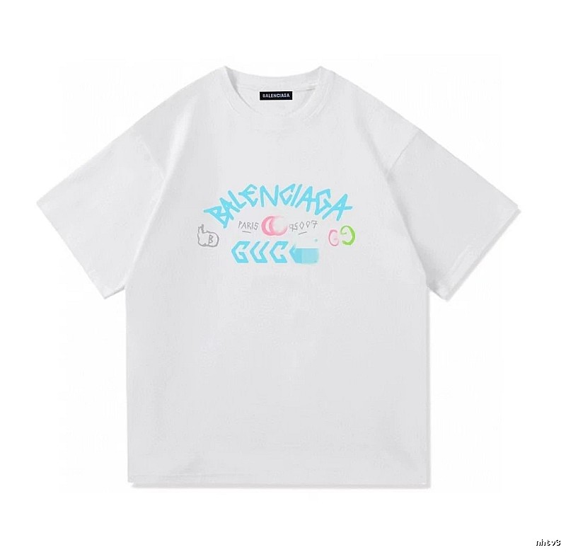 Balenciaga Co-branded Graffiti Street Style White T-Shirt