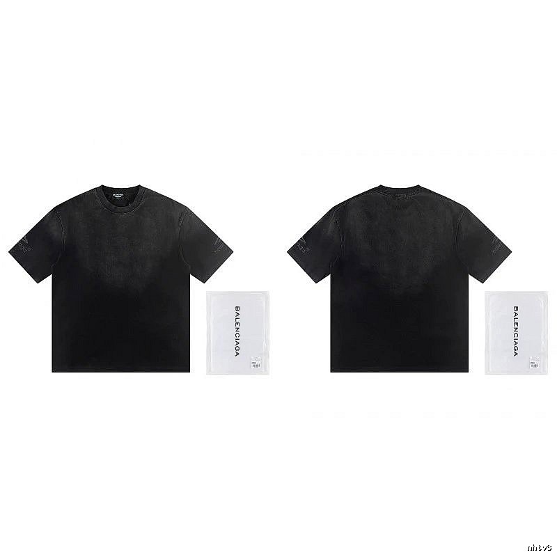 Balenciaga Distressed Street Style Black Short-Sleeve T-Shirt