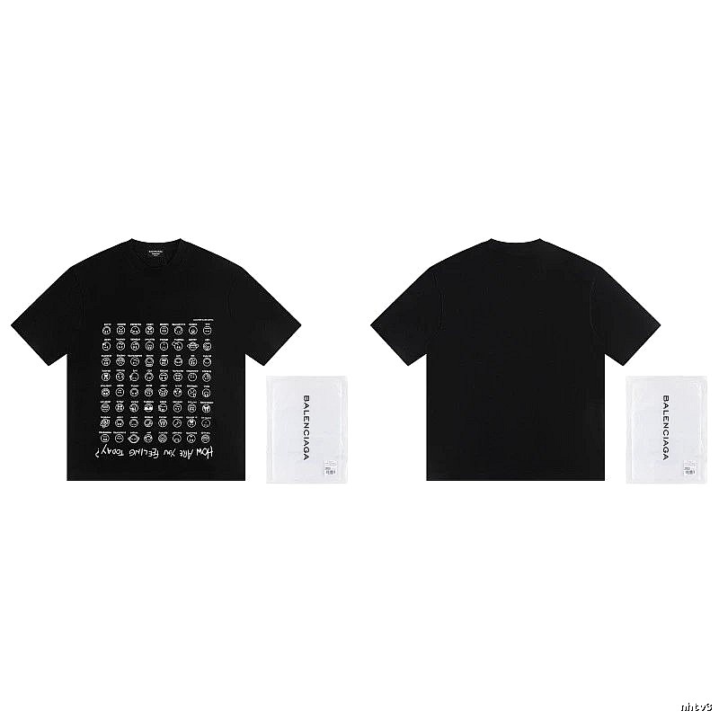 Balenciaga Emoji Printed Street Style Black T-Shirt