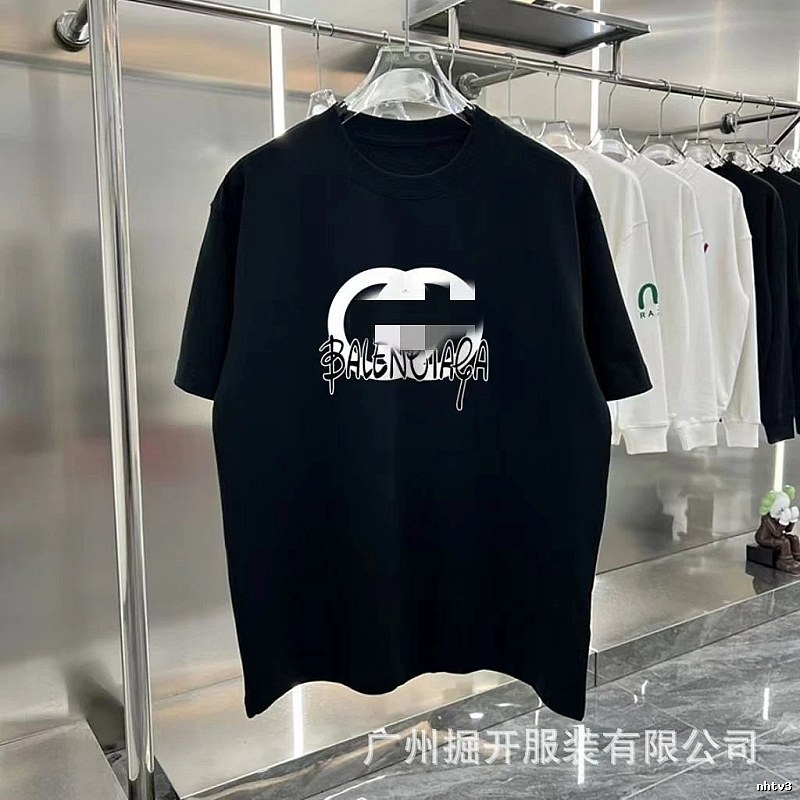 Balenciaga Graffiti Street Style Black Short-sleeve T-shirt