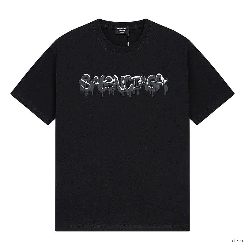 Balenciaga Graffiti Street Style Black Short Sleeve T-shirt