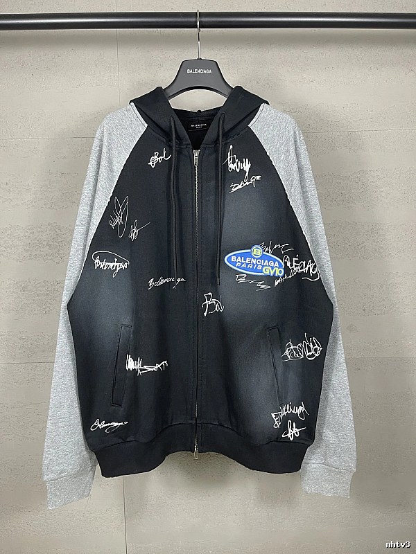 Balenciaga graffiti-style black and grey hoodie