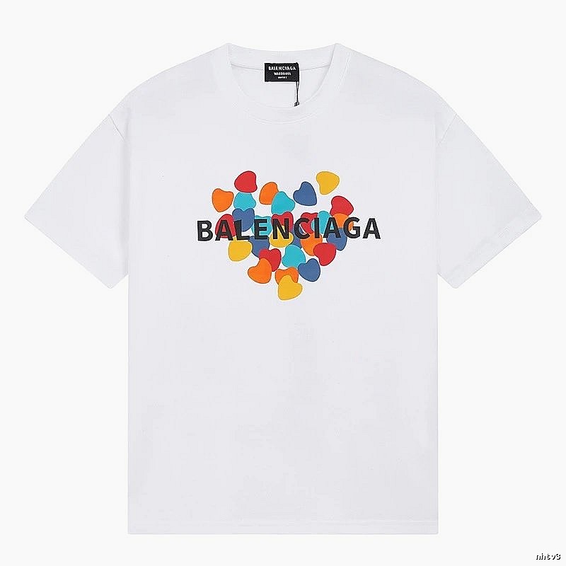 Balenciaga Heart Print Streetwear Brand White T-Shirt