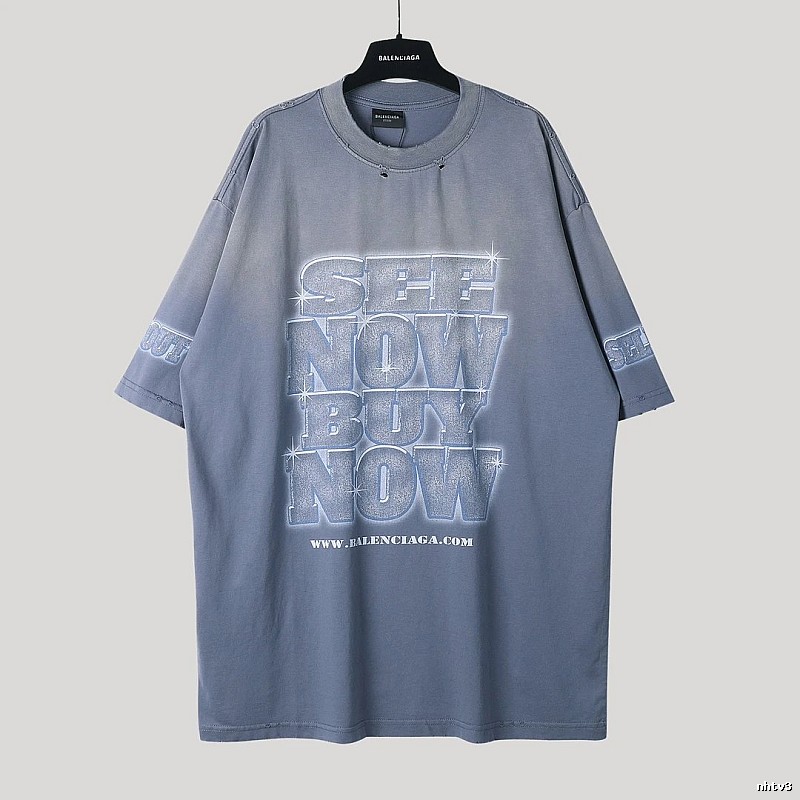 Balenciaga letter grey short-sleeve