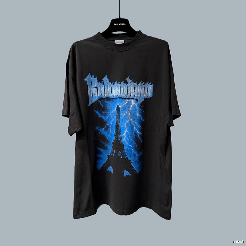 Balenciaga Lightning Style Black T-shirt