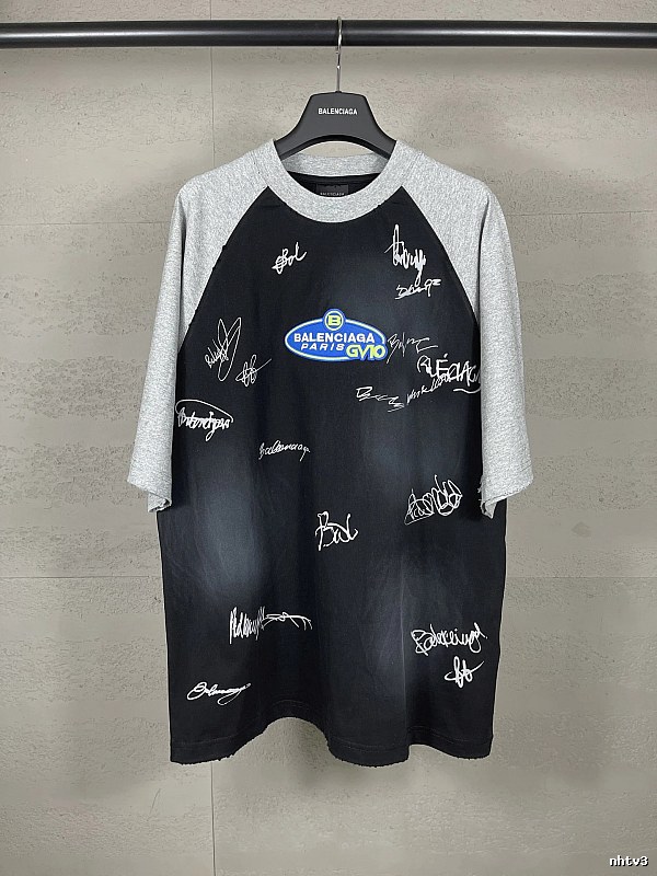 Balenciaga Signature Style Black and Grey T-shirt