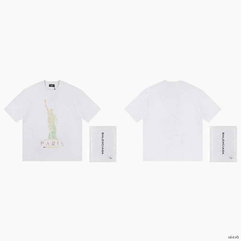 Balenciaga Trendy White T-shirt with Statue of Liberty Print