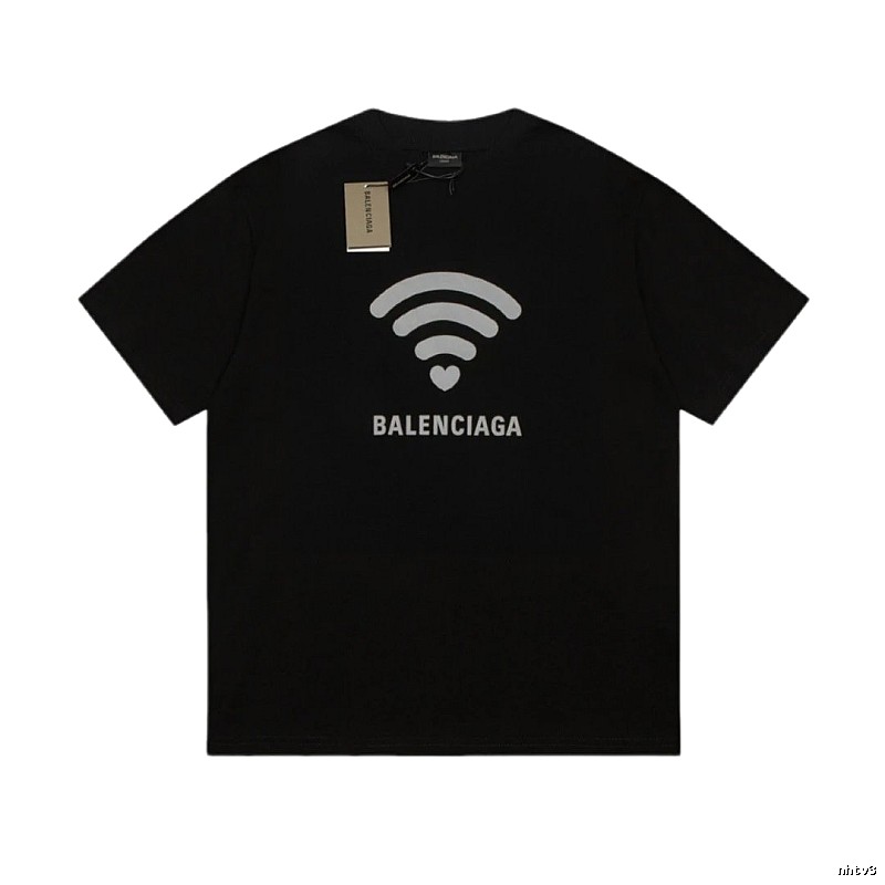 Balenciaga WiFi Printed Trendy Black T-shirt