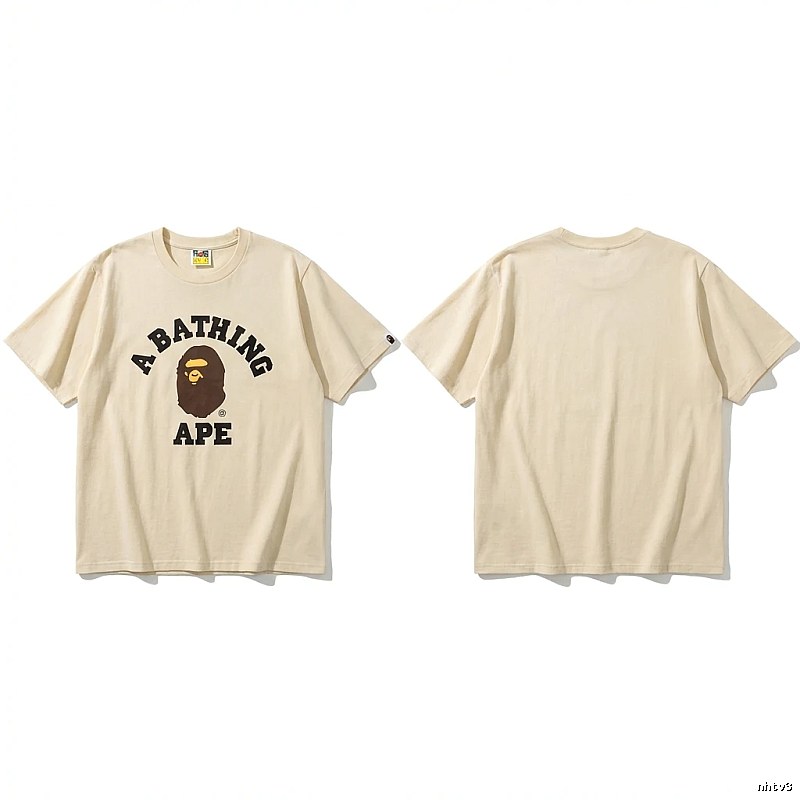 Bape Ape Head Minimalist Style Beige T-shirt