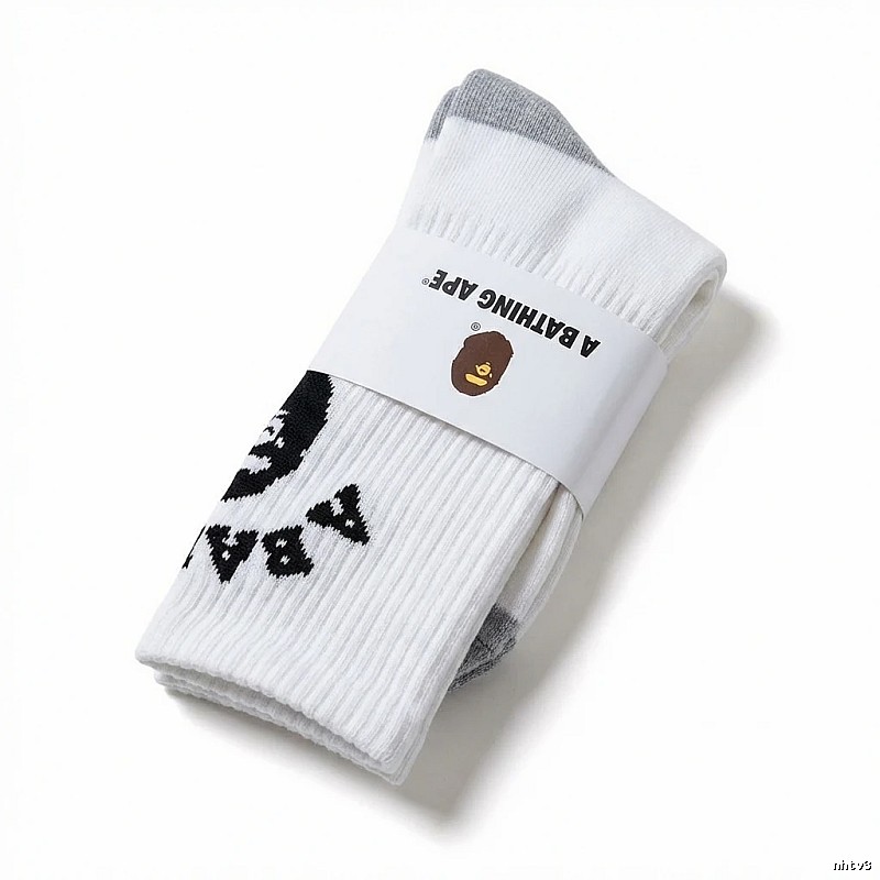 Bape Ape Man trendy brand white socks