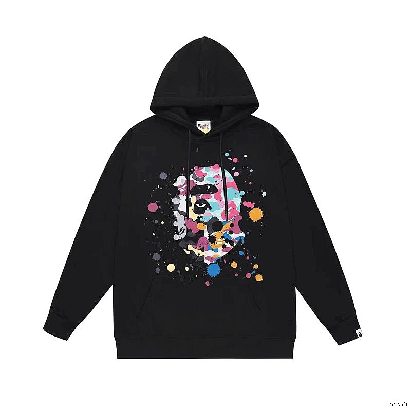 Bape camouflage splatter ink style black hoodie
