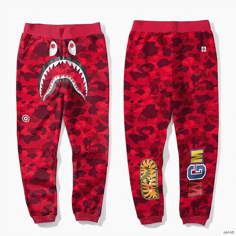 Bape camouflage-style red sweatpants