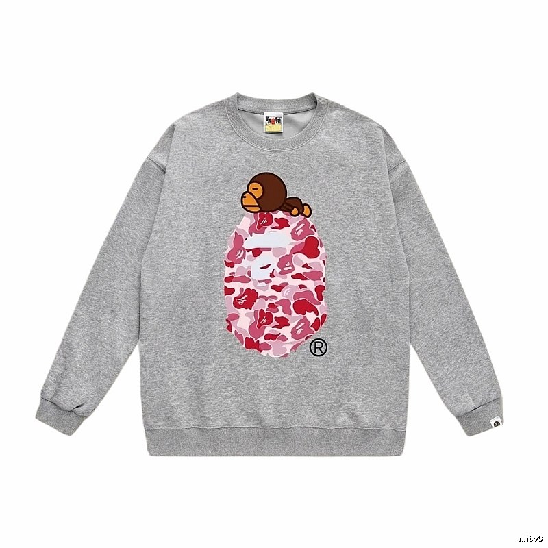 Bape cartoon camouflage style gray sweatshirt