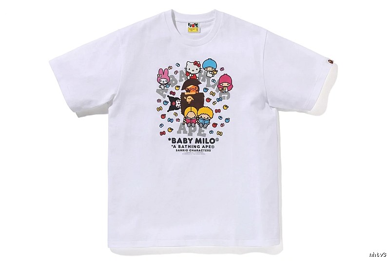 Bape cartoon - printed white T - shirt