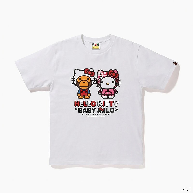 Bape Co-branded Cartoon Style White T-shirt
