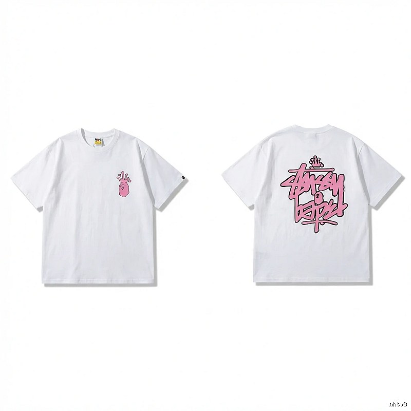 Bape Co-branded Pink Trendy T-shirt