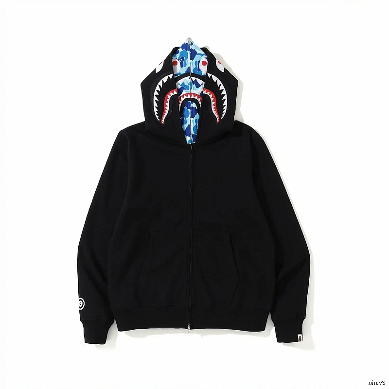 Bape Shark Head Print Black Hoodie