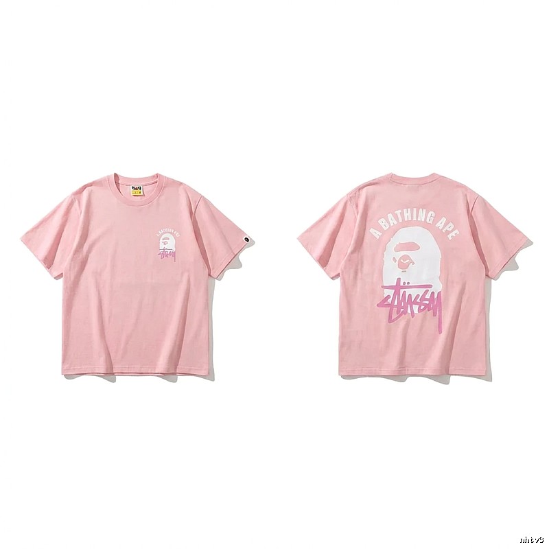 Bape trendy brand pink T-shirt