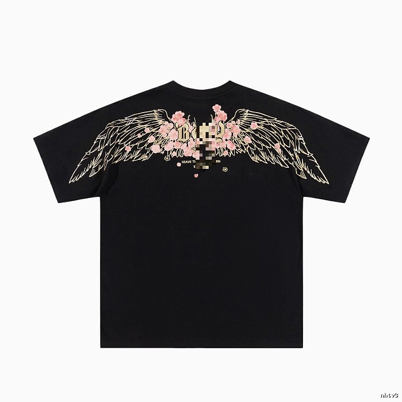 BOY Cherry Blossom Wings Streetwear Style Black T-Shirt