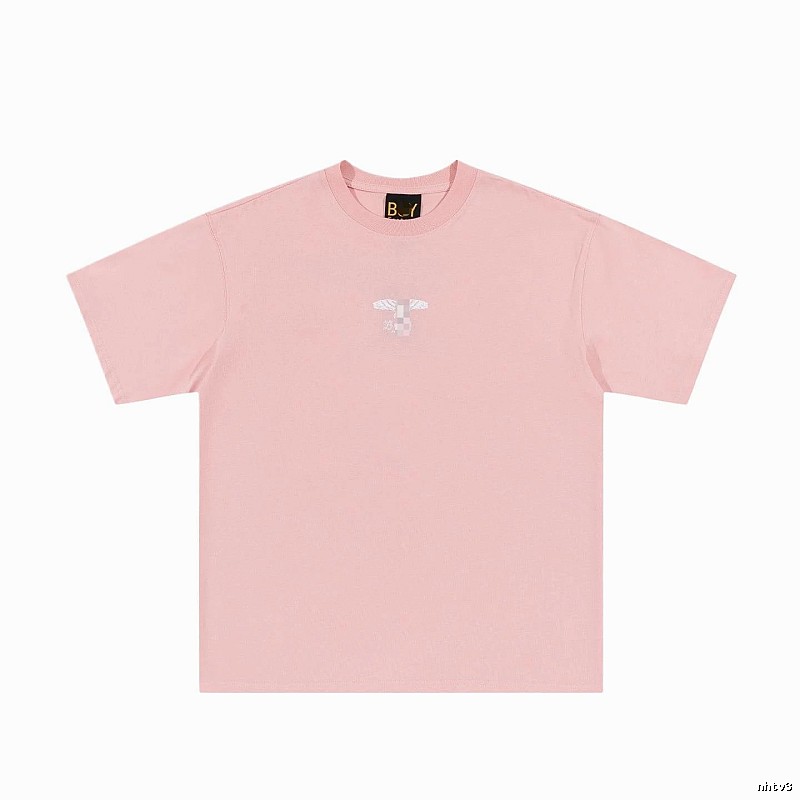 BOY Wing Print Street-style Pink Short Sleeve T-Shirt