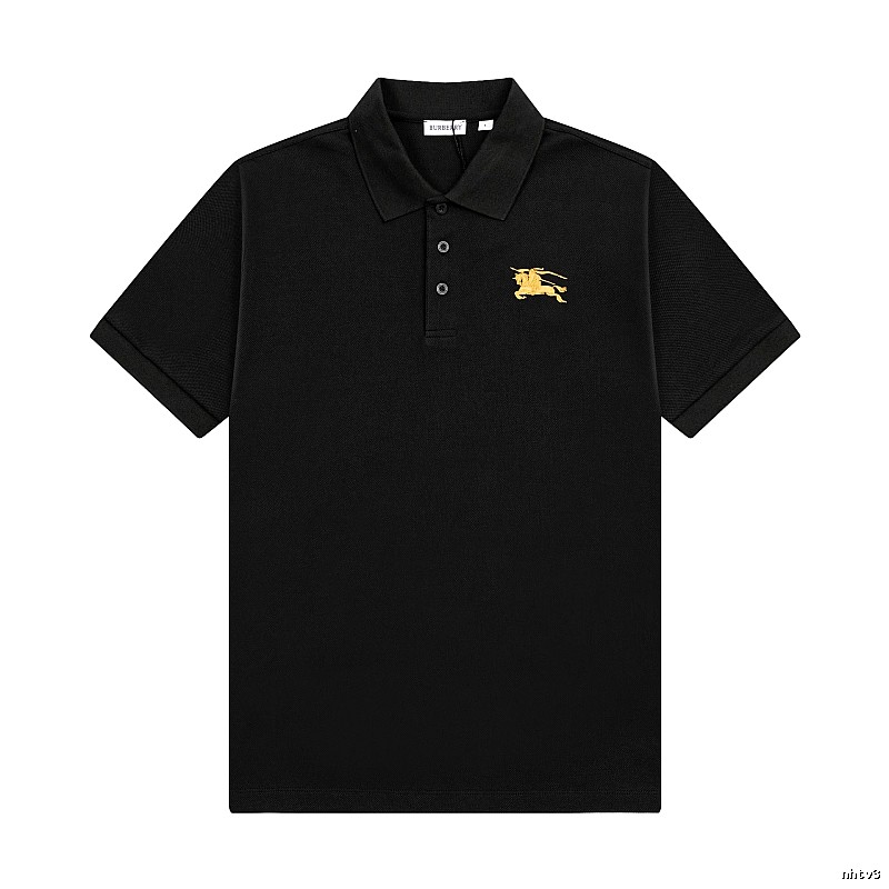 Burberry Knight Logo Simple Black Polo Shirt