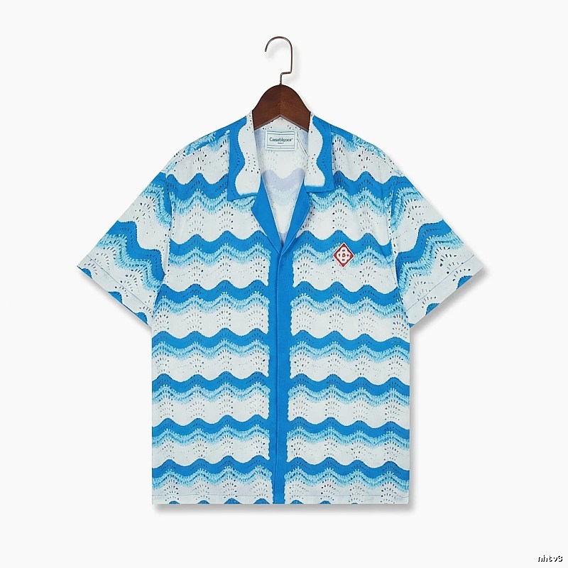 Casablanca Waves Wind Blue and White Shirt