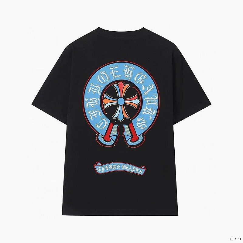 Chrome Hearts Colorful Cross Trendy Cool Style Black Short-sleeve T-shirt
