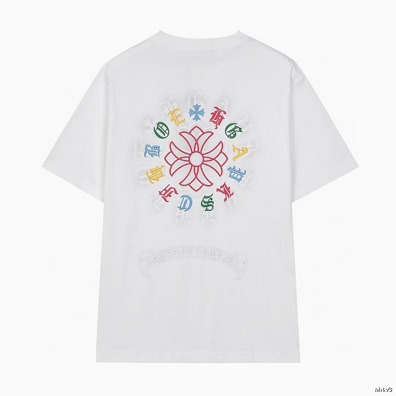 Chrome Hearts Colorful Embroidered Street Style White T-Shirt