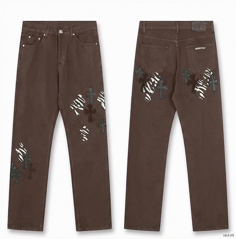Chrome Hearts Cross Dark Style Brown Pants