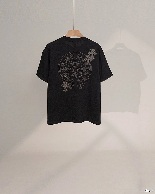 Chrome Hearts Cross Embroidered Street Style Black Short-Sleeve T-Shirt