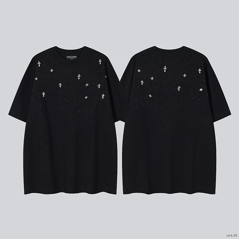 Chrome Hearts Cross Embroidered Street Style Black Short-sleeve T-shirt